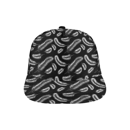 Feather Black White Design Print Snapback Cap