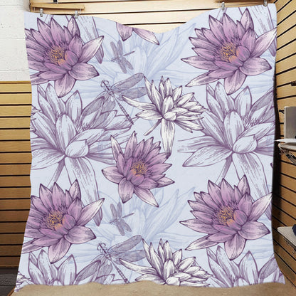 Water Lily Pattern Print Design WL01 Premium Quilt