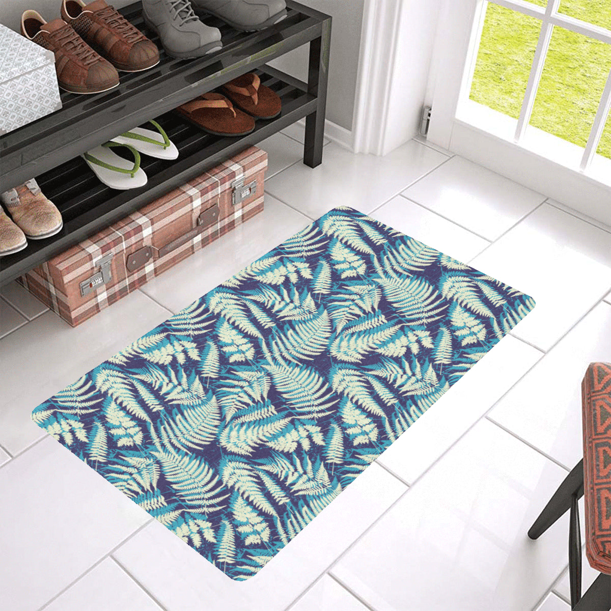 Fern Leave Summer Print Pattern Rubber Doormat