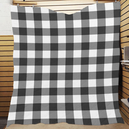 Buffalo check Black white Pattern Print Design 04 Premium Quilt