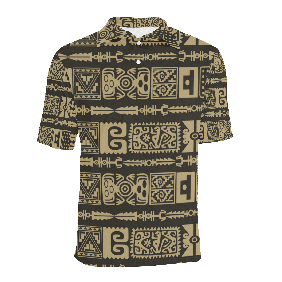 Mayan Pattern Print Design 03 Men Polo Shirt