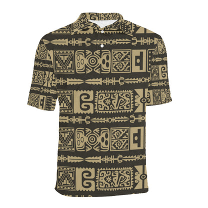 Mayan Pattern Print Design 03 Men Polo Shirt