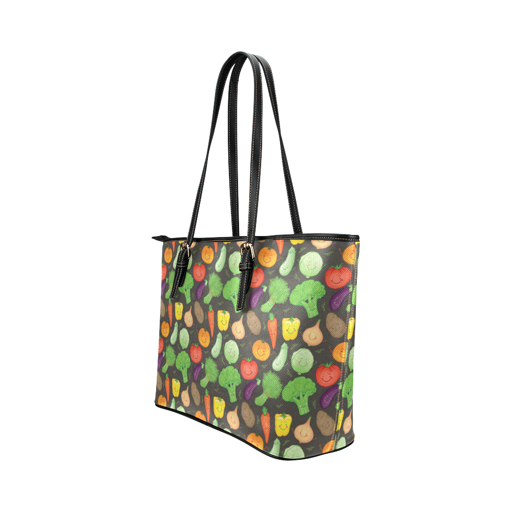 Vegan Funny Themed Design Print Leather Tote Bag
