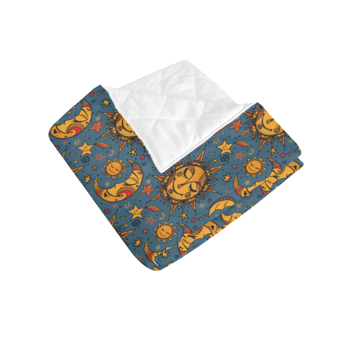 Celestial Moon Sun Pattern Print Design 02 Premium Quilt