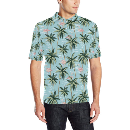 Palm Tree Pattern Print Design PT05 Men Polo Shirt