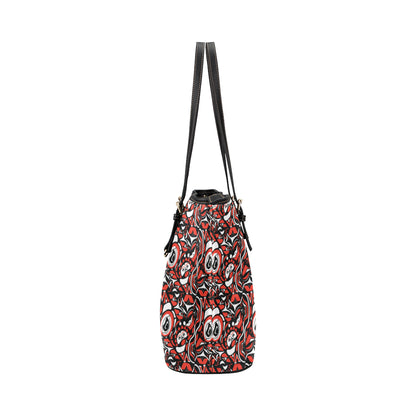 Native North American Themed Print Leather Tote Bag