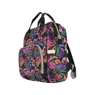 Neon Color Tropical Palm Leaves Diaper Bag Backpack