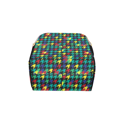 Houndstooth Colorful Pattern Print Design 02 Diaper Bag Backpack