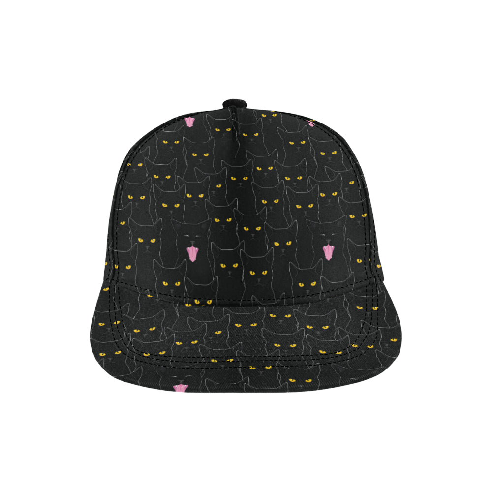Black Cat Yellow Eyes Print Pattern Snapback Cap