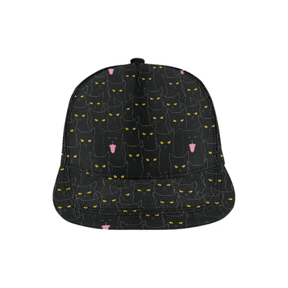 Black Cat Yellow Eyes Print Pattern Snapback Cap