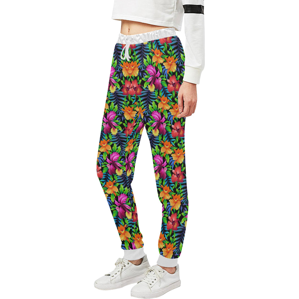 Tropical Folower Colorful Print Unisex Sweatpants
