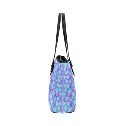 Mermaid Tail Design Print Pattern Leather Tote Bag