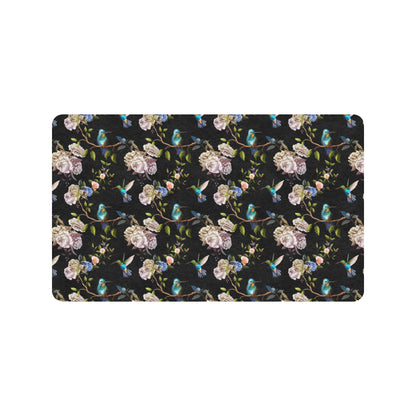Hummingbird Flower Themed Print Rubber Doormat