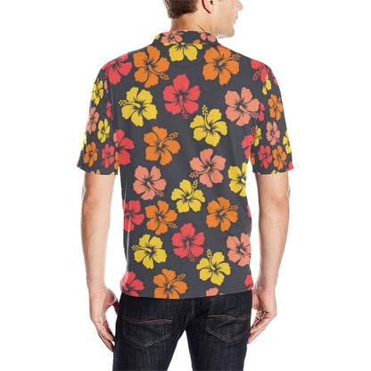 Hibiscus Pattern Print Design HB024 Men Polo Shirt