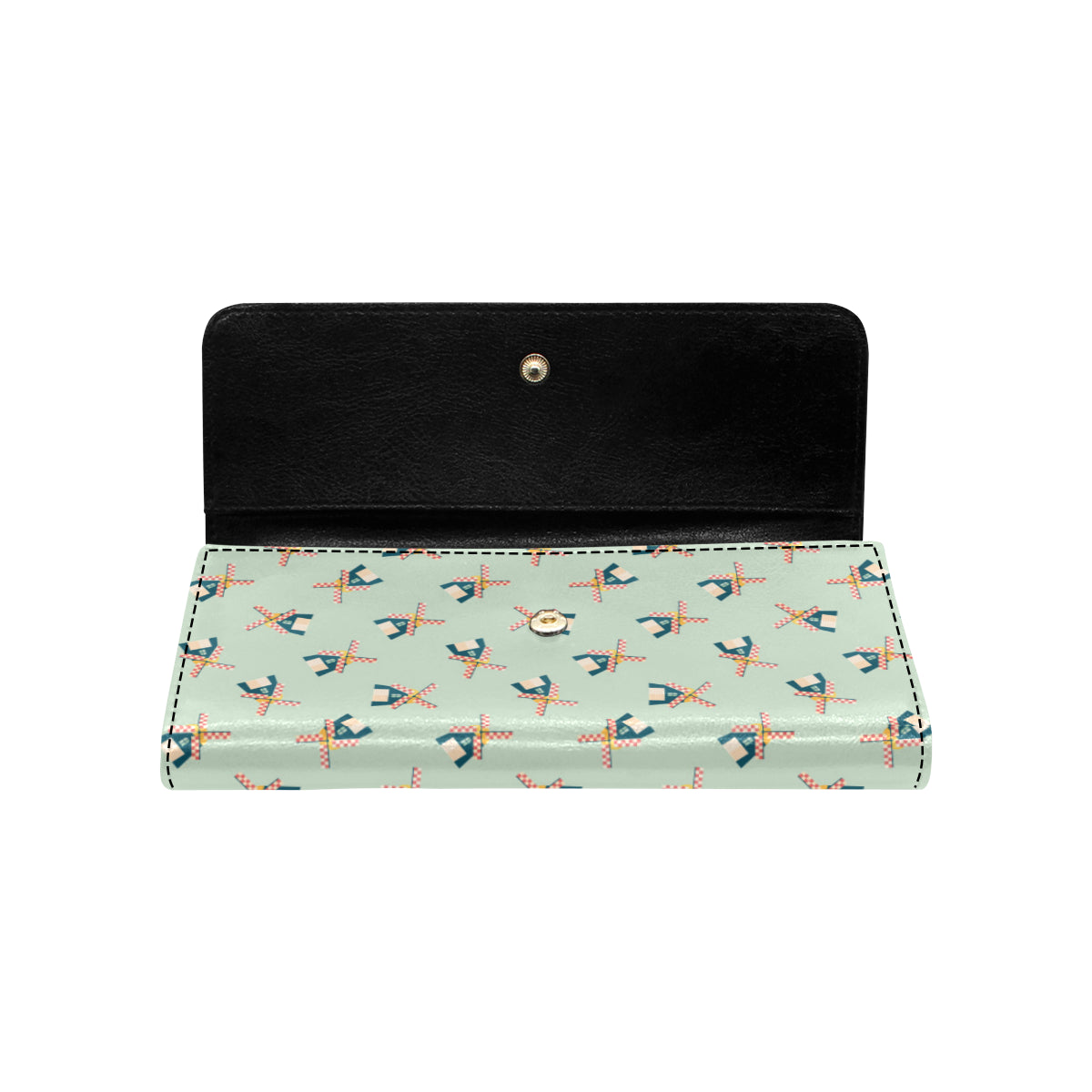 Windmill Pattern Print Design 02 Women's Trifold Wallet