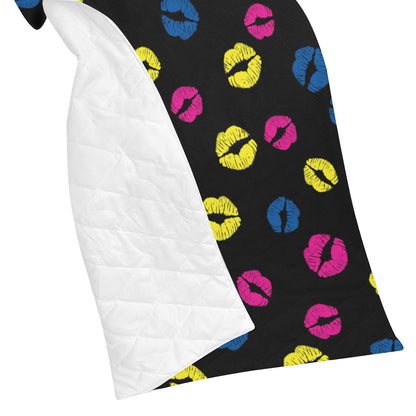 Lip Neon Color Pattern Print Design 01 Premium Quilt