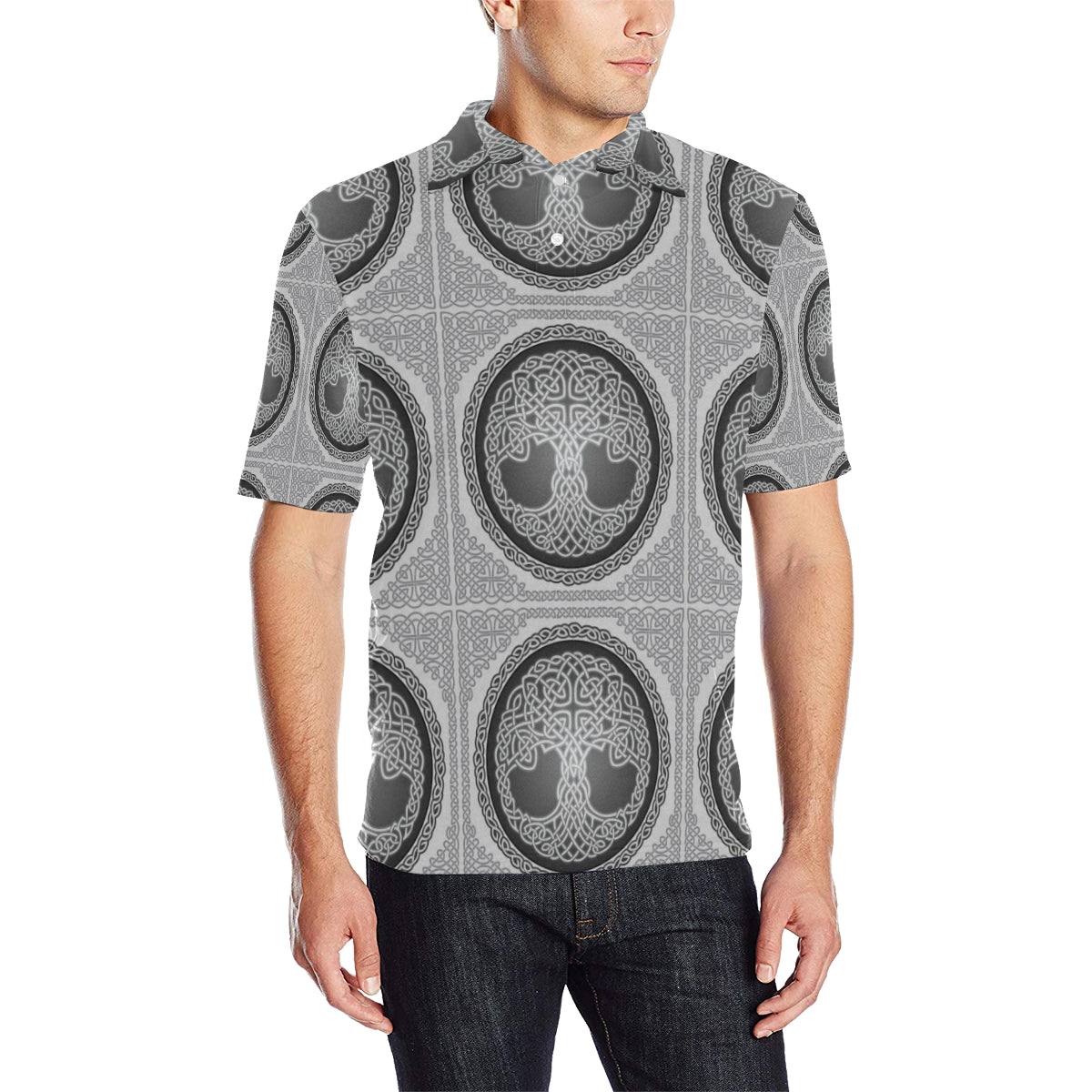 Celtic Tree of life Print Men Polo Shirt