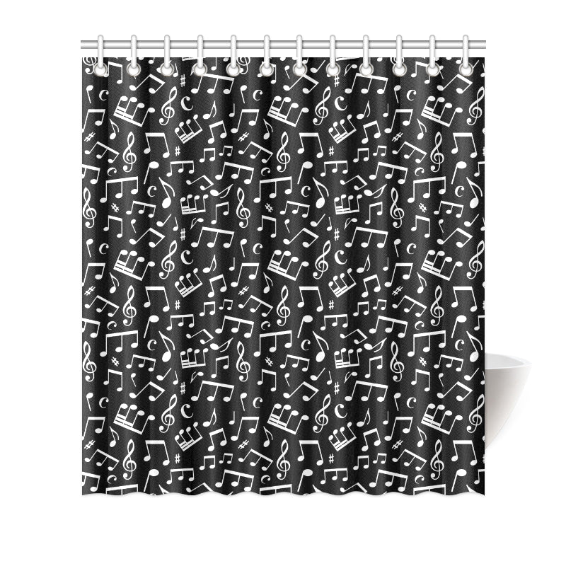 Music Note Black white Themed Print Shower Curtain