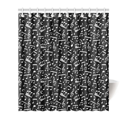 Music Note Black white Themed Print Shower Curtain