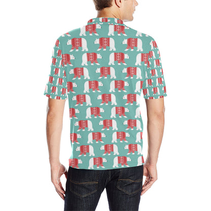 Polar Bear Pattern Print Design A04 Men Polo Shirt