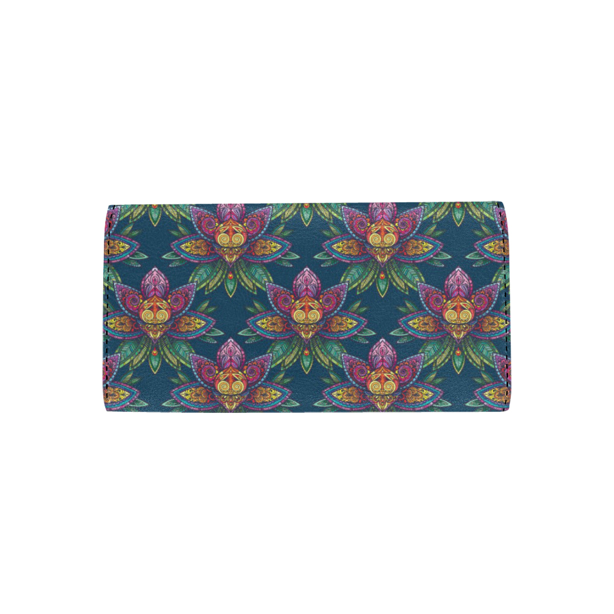 lotus Boho Pattern Print Design LO04 Women's Trifold Wallet