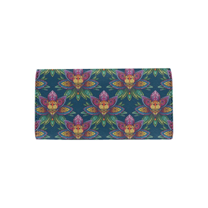 lotus Boho Pattern Print Design LO04 Women's Trifold Wallet