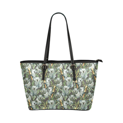 Koala Pattern Design Print Leather Tote Bag