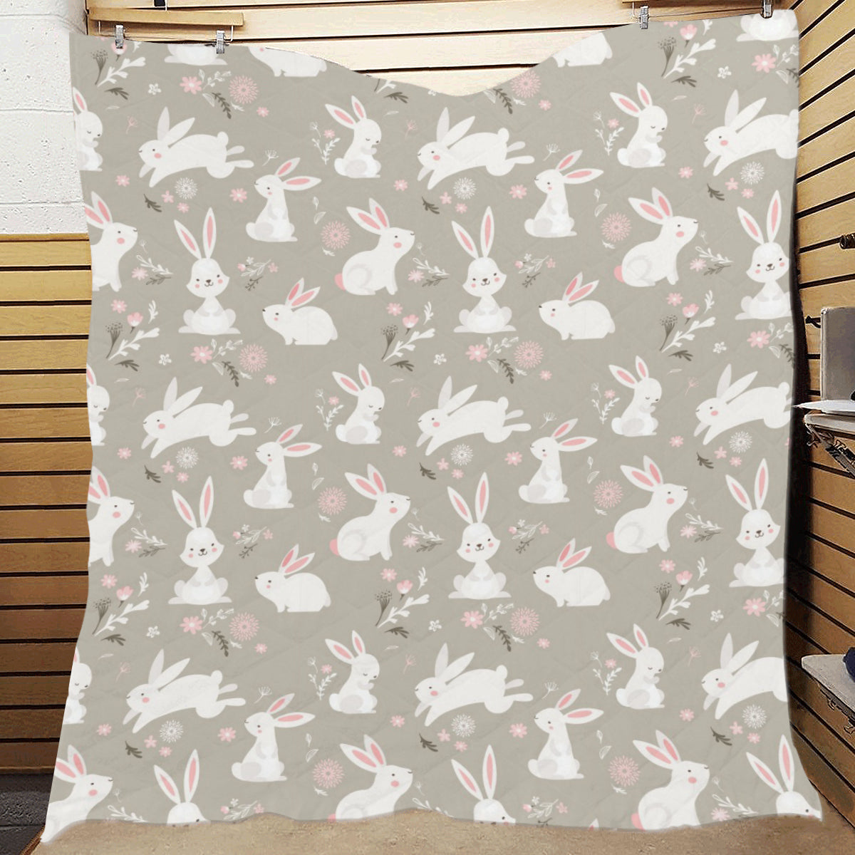 Rabbit Pattern Print Design RB03 Premium Quilt