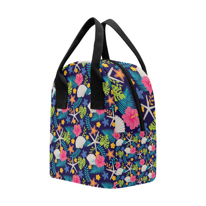 Beach Seashell Floral Theme Insulated Lunch Bag