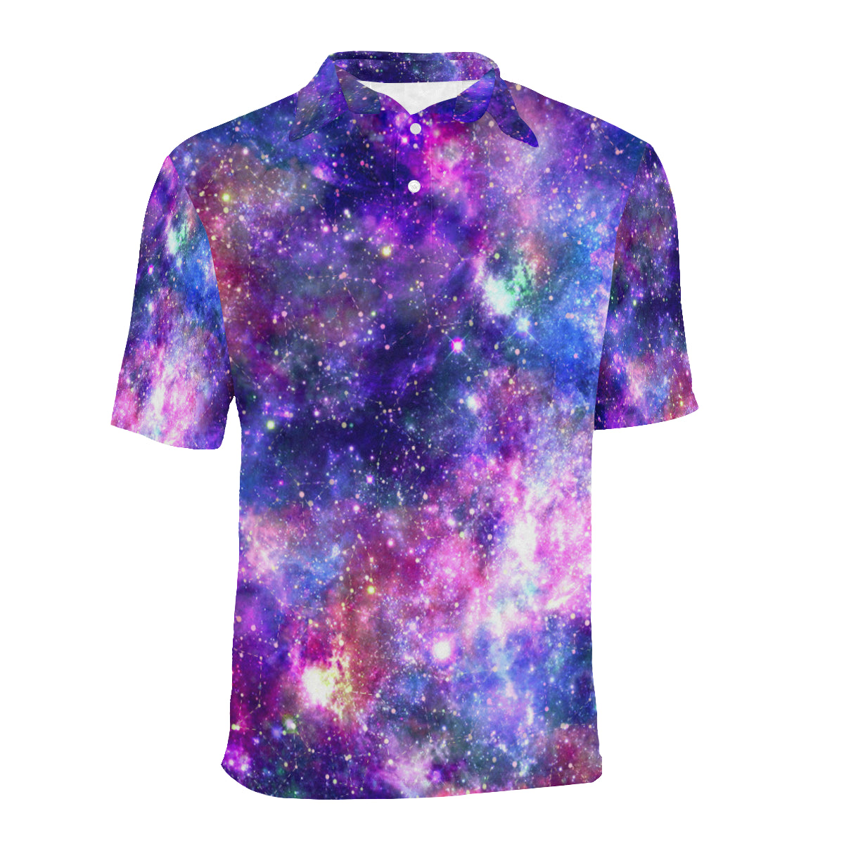 Galaxy Night Stardust Space Print Men Polo Shirt