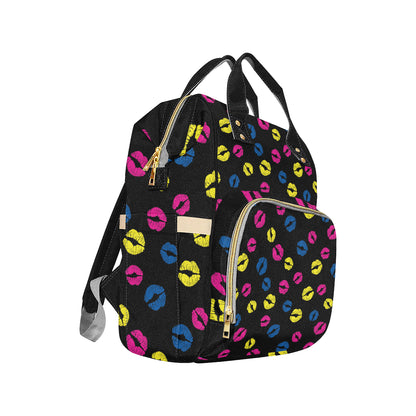 Lip Neon Color Pattern Print Design 01 Diaper Bag Backpack