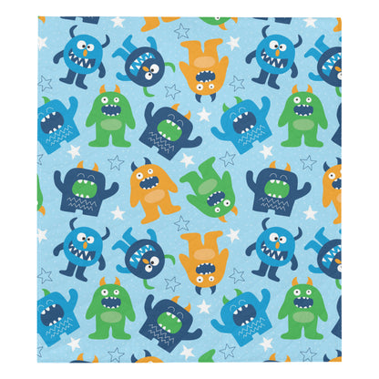 Monster Cartoon Pattern Print Design 04 Premium Quilt