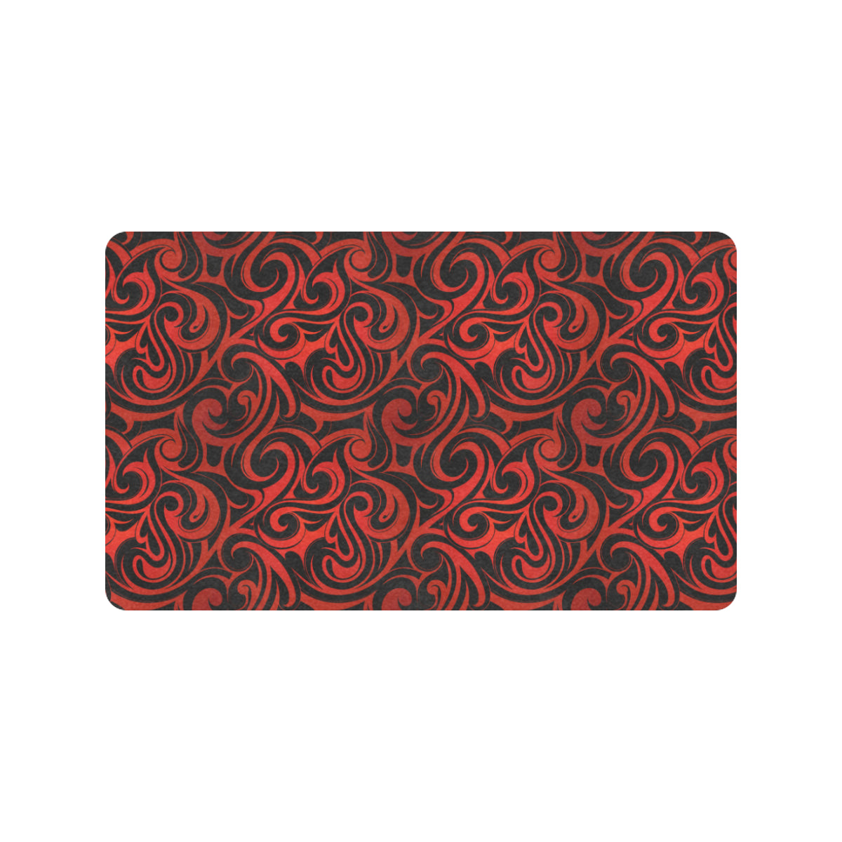 Maori Red Black Themed Design Rubber Doormat