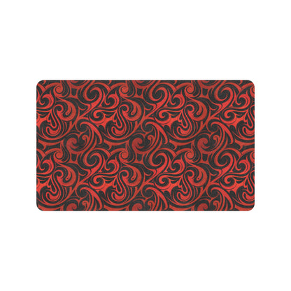 Maori Red Black Themed Design Rubber Doormat