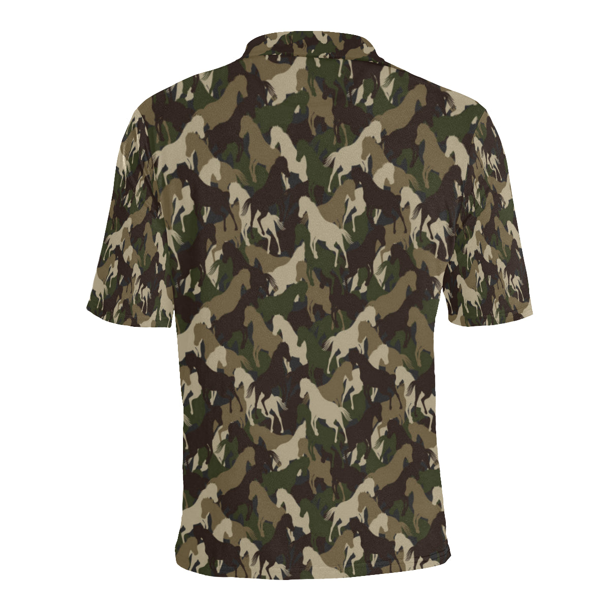Horse Camo Themed Design Print Men Polo Shirt
