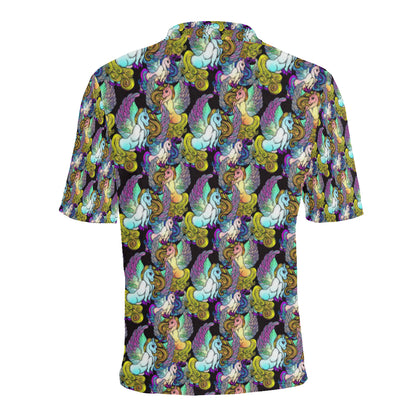 Unicorn With Wings Print Pattern Men Polo Shirt