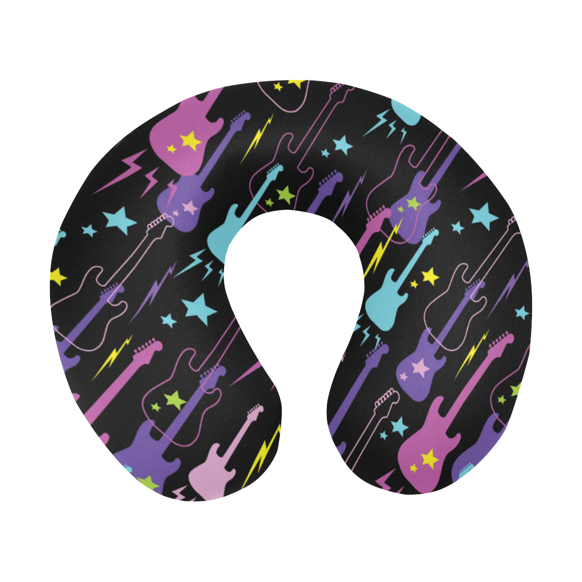 Electric Guitar Pattern Print Design 02 U-Shaped Travel Neck Pillow