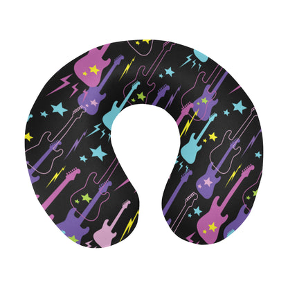 Electric Guitar Pattern Print Design 02 U-Shaped Travel Neck Pillow