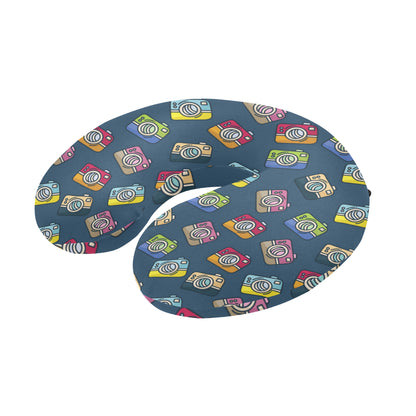 Camera Pattern Print Design 03 U-Shaped Travel Neck Pillow