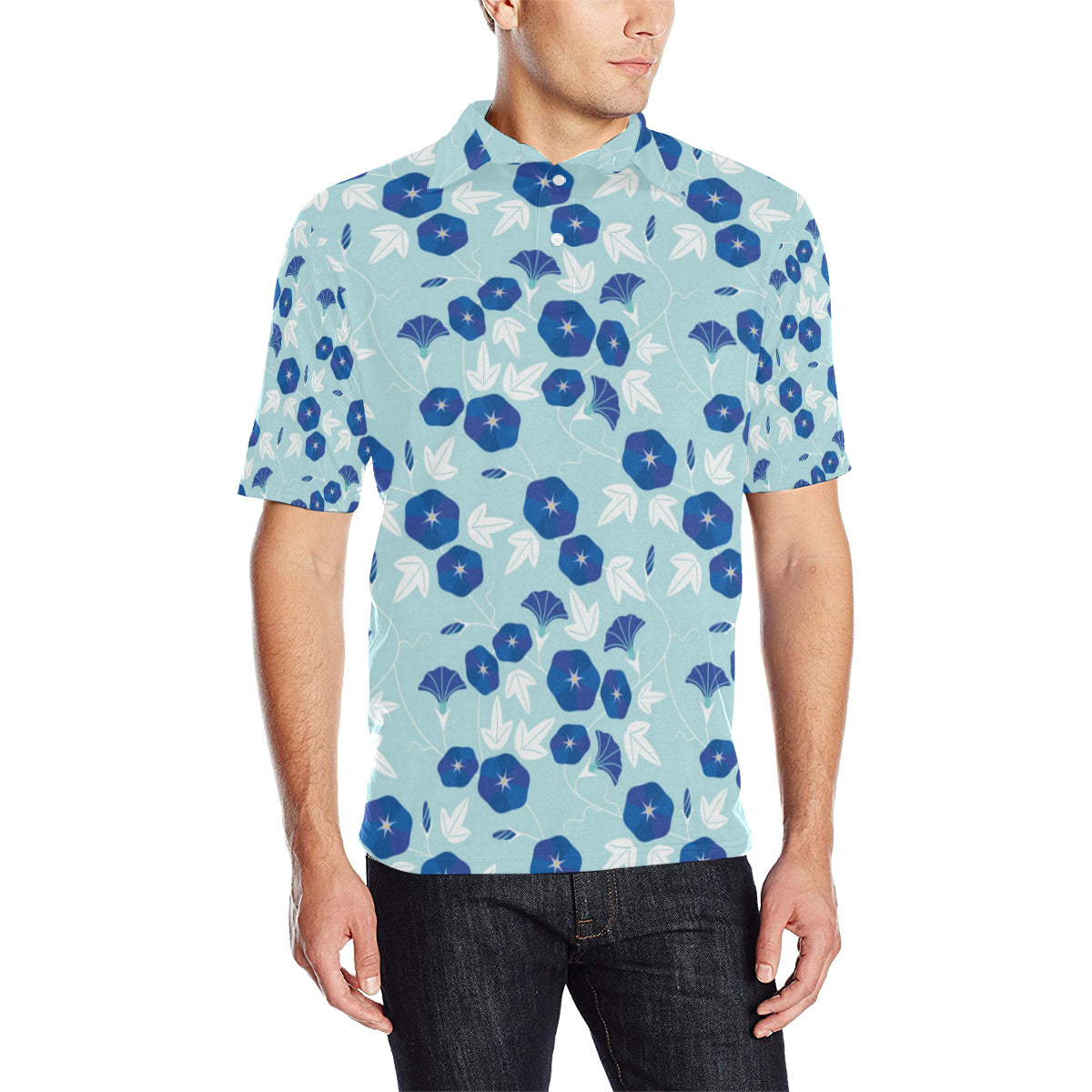 Morning Glory Pattern Print Design MG07 Men Polo Shirt