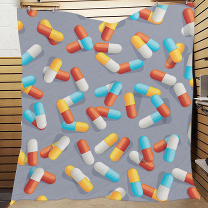 Pill Pattern Print Design A01 Premium Quilt