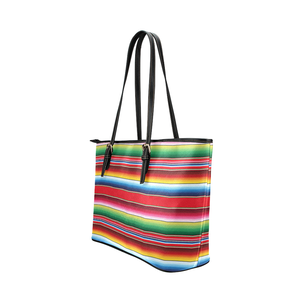 Serape Pattern Leather Tote Bag