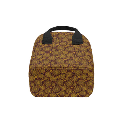 Gold Sunflower Hand Drawn Print Insulated Lunch Bag