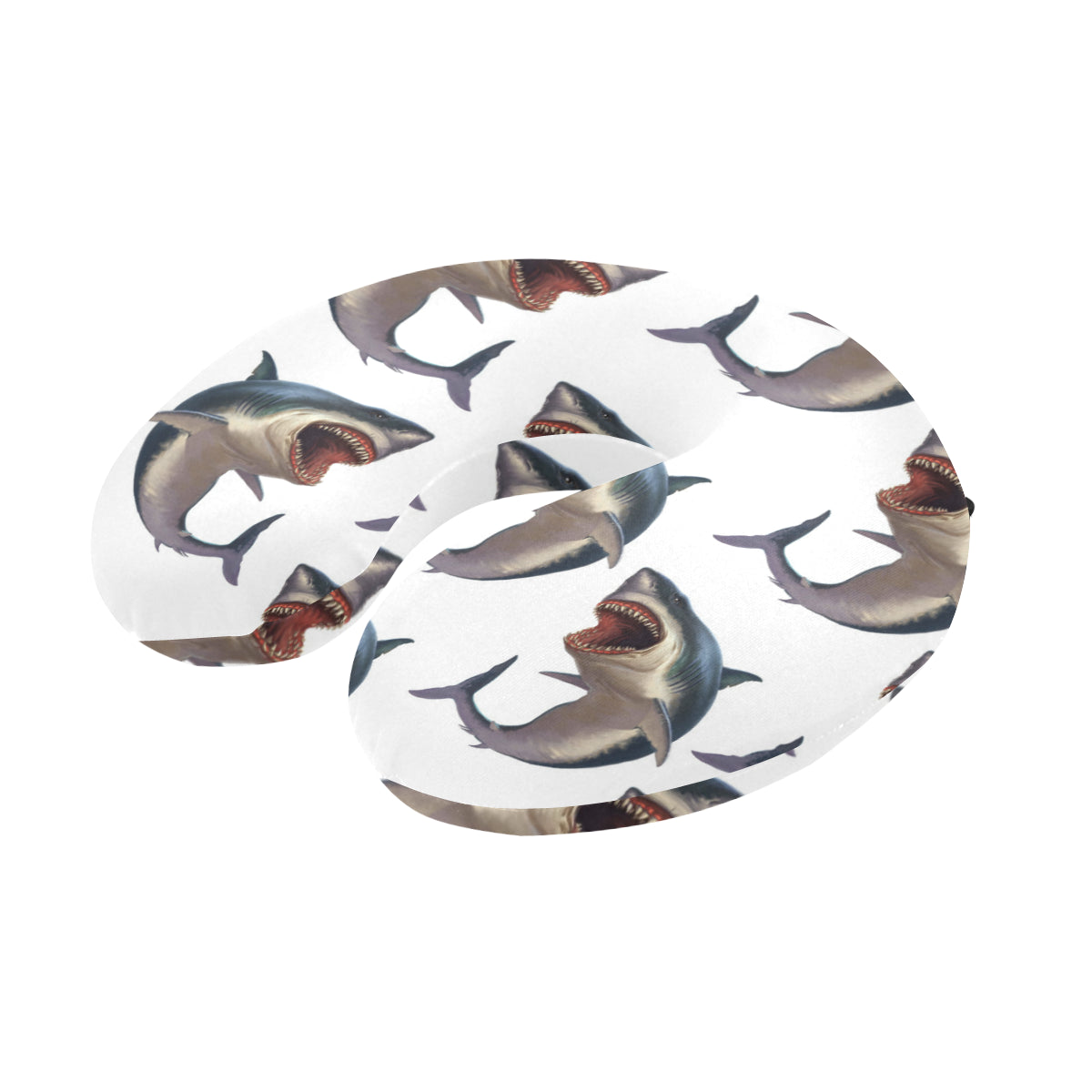 Great White Shark Pattern Print Design 03 U-Shaped Travel Neck Pillow