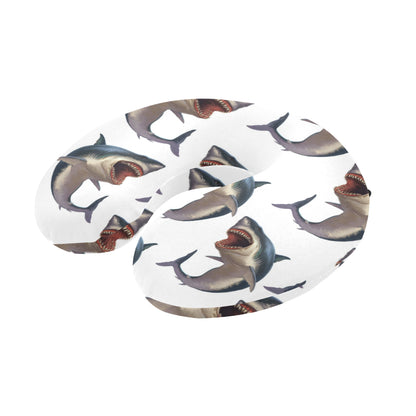 Great White Shark Pattern Print Design 03 U-Shaped Travel Neck Pillow