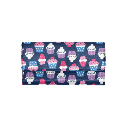 Cupcake Pattern Print Design CP04 Women's Trifold Wallet