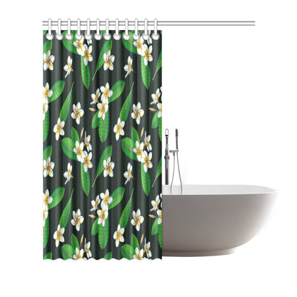 White Plumeria Pattern Print Design PM023 Shower Curtain