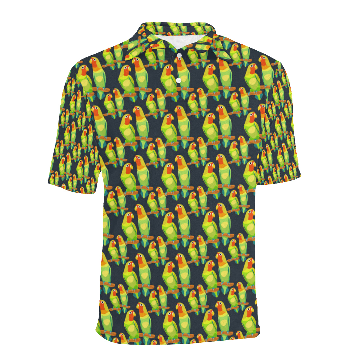 Lovebird Pattern Print Design 01 Men Polo Shirt
