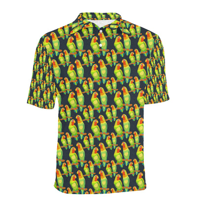 Lovebird Pattern Print Design 01 Men Polo Shirt