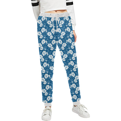 Hibiscus Blue Flower Hawaiian Print Unisex Sweatpants